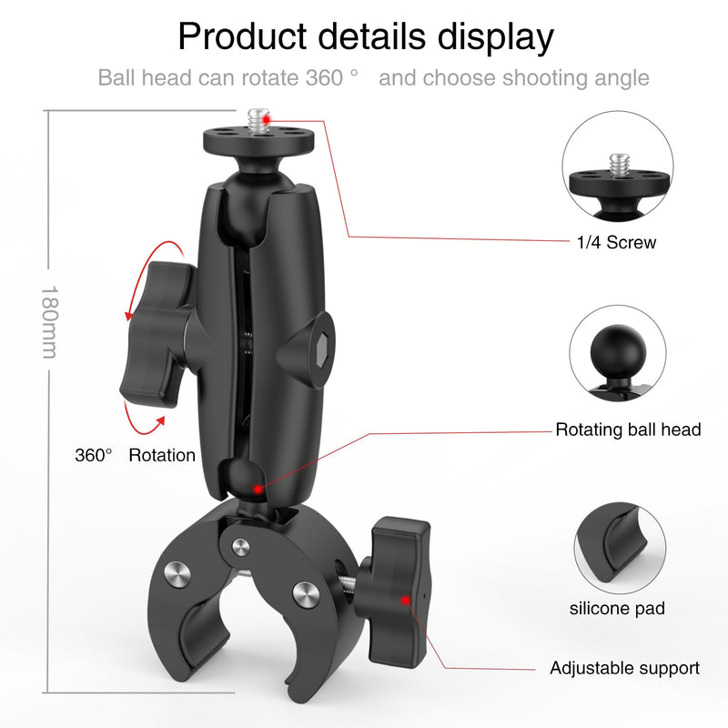 Taisioner Super Camera Clamp Mount 3.6" Socket Arm 360°Ball Head Magic Arm 1/4" Thread for Canon Nikon/Digital Camera/DSLR/Gopro/Insta360/LED Light(Gopro Adapter,Phone Holder) 3.6"Socket Arm