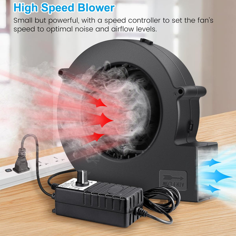 GDSTIME 140mm x 40mm Variable Speed Blower Fan, 110V 120V 220V AC Powered 5.5 inch Squirrel Cage Radial Centrifugal Fan with 5 to 12v DC Speed Control Dual Ball Bearing High Speed 140x40mm
