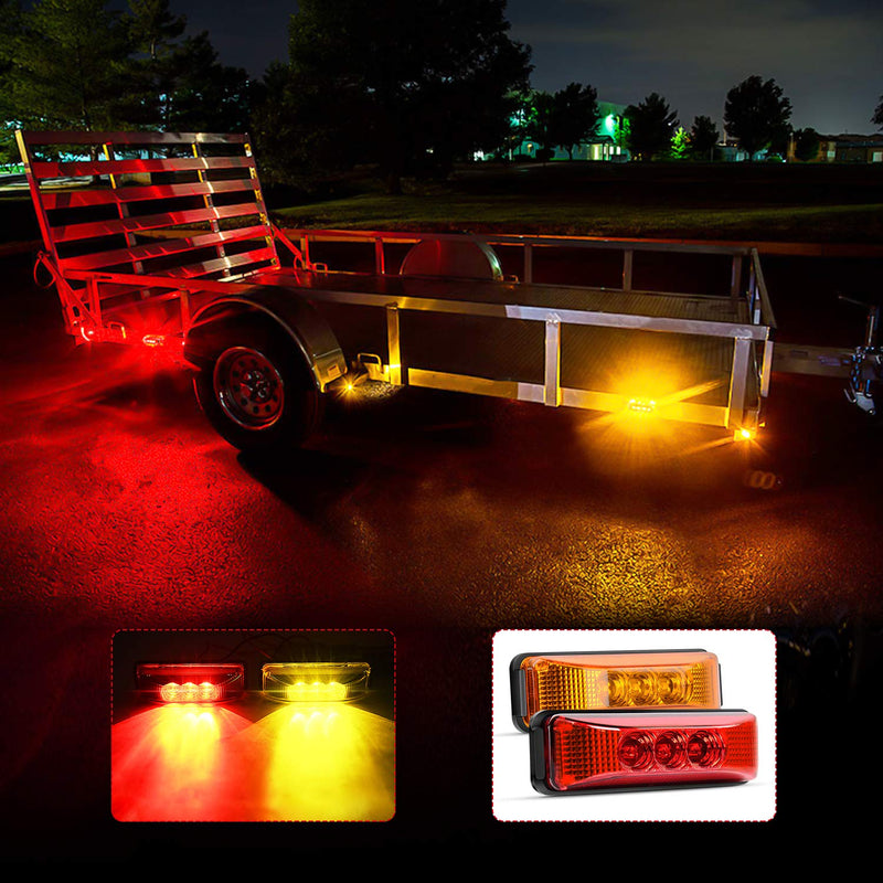 Nilight - TL-33 4PCS 3.9 Inch 3 Led Truck Trailer Light Front Rear Side Clearance Indicator Lamp Waterproof Sealed Surface Mounted LED Marker Light 4Pcs 3.9Inch Red Amber Lights