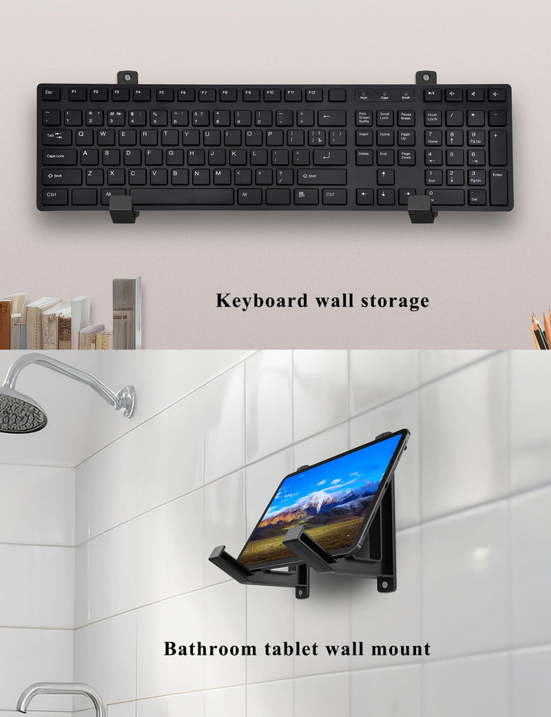 Keyboard Storage Wall Mount Fit for Tablet/Laptop Wall Display Compatible with Wall Hangers for Pictures/Paintings/Frames/Books Fixed by Adhesive or Screw (Black)