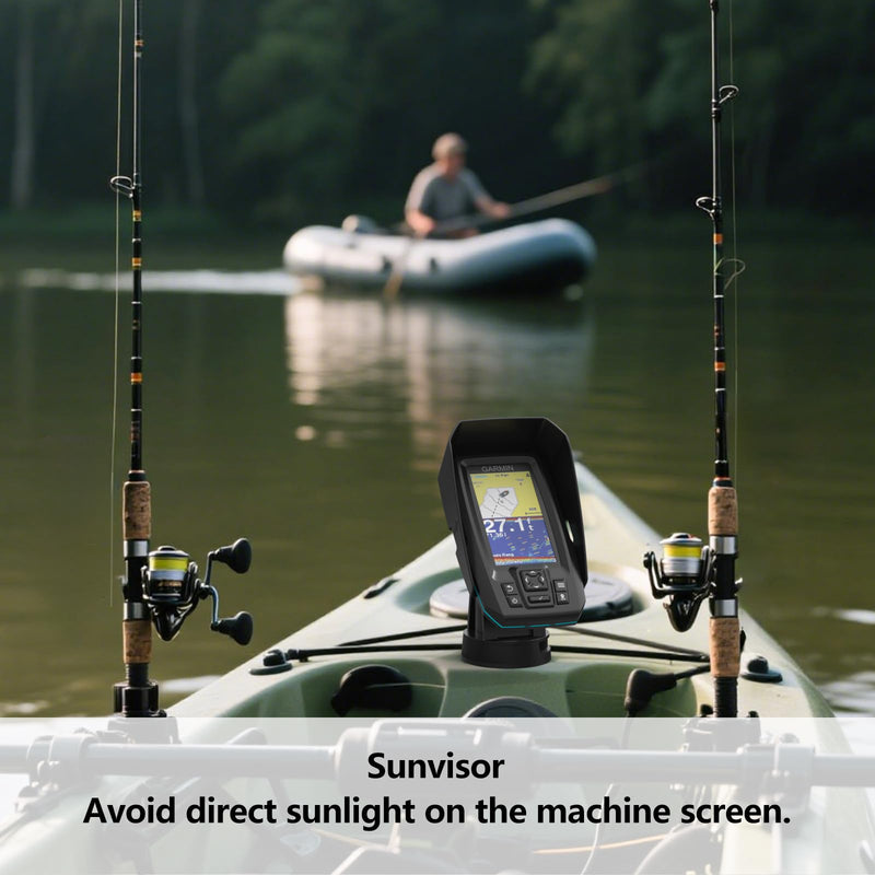 Fish Finder Waterproof Cover, Marine Navigation Protection with Sunvisor, Compatible with Garmin Striker Plus 4 and Garmin Striker Vivid 4cv (Black)