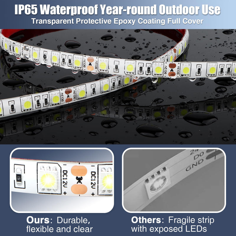 LED Boat Strip Lights - 32.8ft (2 Rolls) Waterproof Pontoon, Kayak, Cabin, Deck & Navigation Lights (White) 32.8FT White