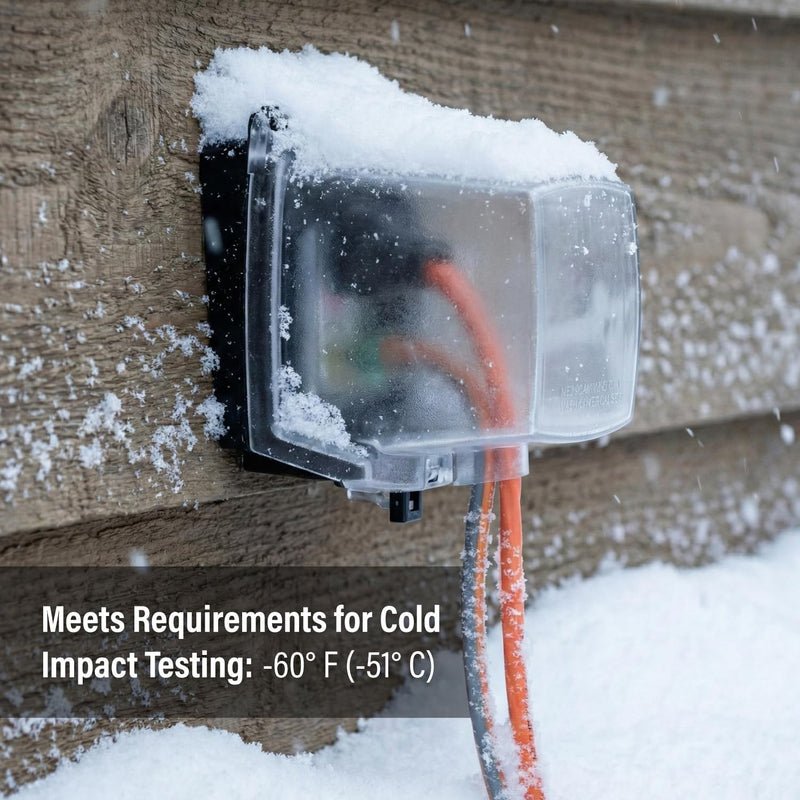 Intermatic WP1050 4-3/4" Deep Weatherproof Outlet Cover – Clear, GFCI & Round, Vertical Mount, UL Certified - Accommodates Single Device Configuration On Larger Double Gang 4"x4" Boxes 4-3/4" Depth