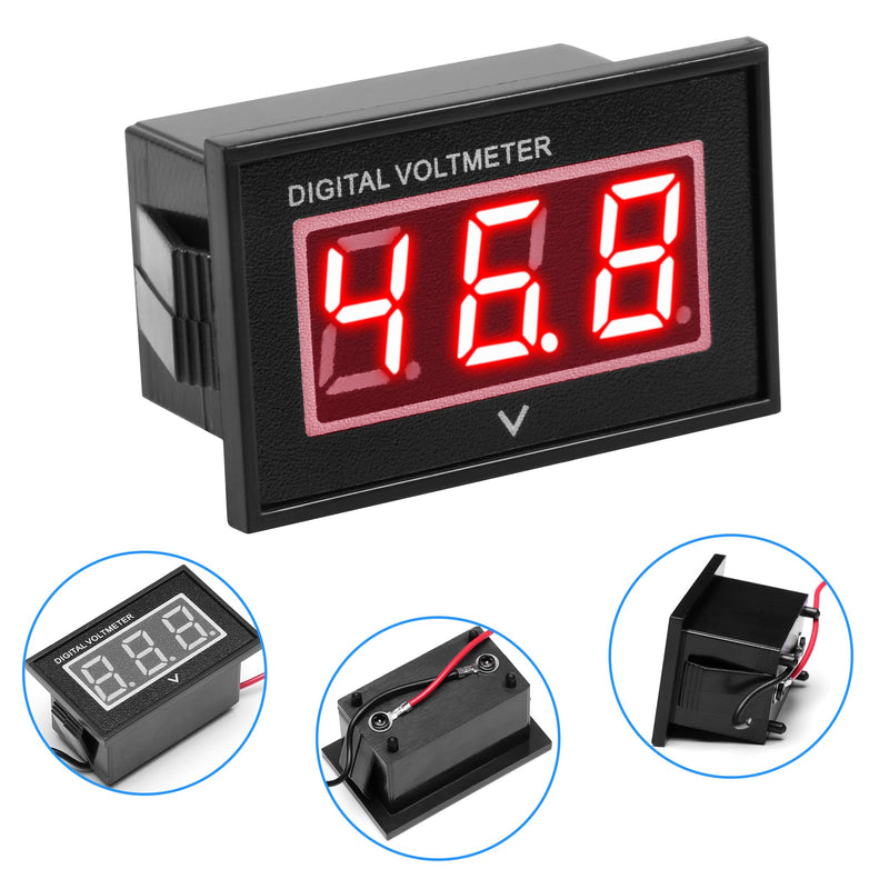HUSUKU 12V 24V 36V 48V LED Digital Volt Meter Battery Meter Gauge led Voltage Display for Golf Cart Club Car EZGO Yamaha (Red) Red