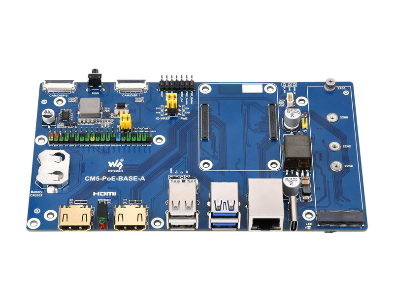 Compute Module 5 PoE Base Board, CM5 IO Board with PoE Feature, Support POE and Type C Power Supply/M.2 NVMe Solid State Drive 2280 2260 2242 2230, Onboard MIPI/M.2/HDMI/USB/ETH/TF Card Slot