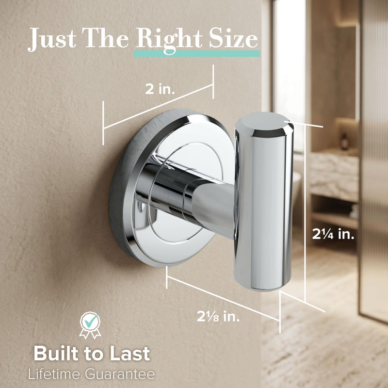Gatco 4245 Latitude II Single Robe Hook, Wall Mounted Bathroom Towel & Robe Hook, Chrome Finish