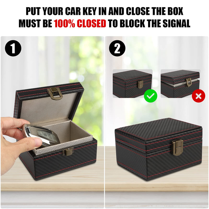Faraday Box, [Carbon Fiber Texture] RFID Box for Car Keys, Key Fob Protector, Signal Blocker for Keyless Fob, Car Key Signal Blocker Cage, Signal Blocking Box for Car Keys Phones (Medium) Medium, Capacity(4-6 Keys)