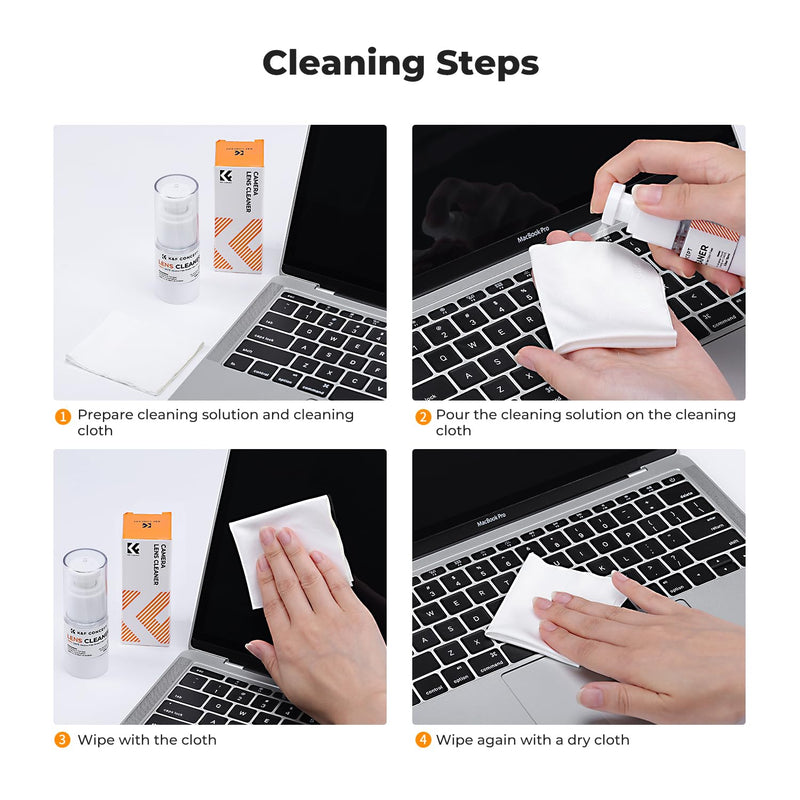 K&F Concept Spray and Microfiber Lens Cleaner Care Kit, Non-Flammable Camera Lens Cleaner and Digital Sensor Cleaning Solution,for Coated Lenses, Binoculars, Scopes, Cameras, and Glasses Liquid