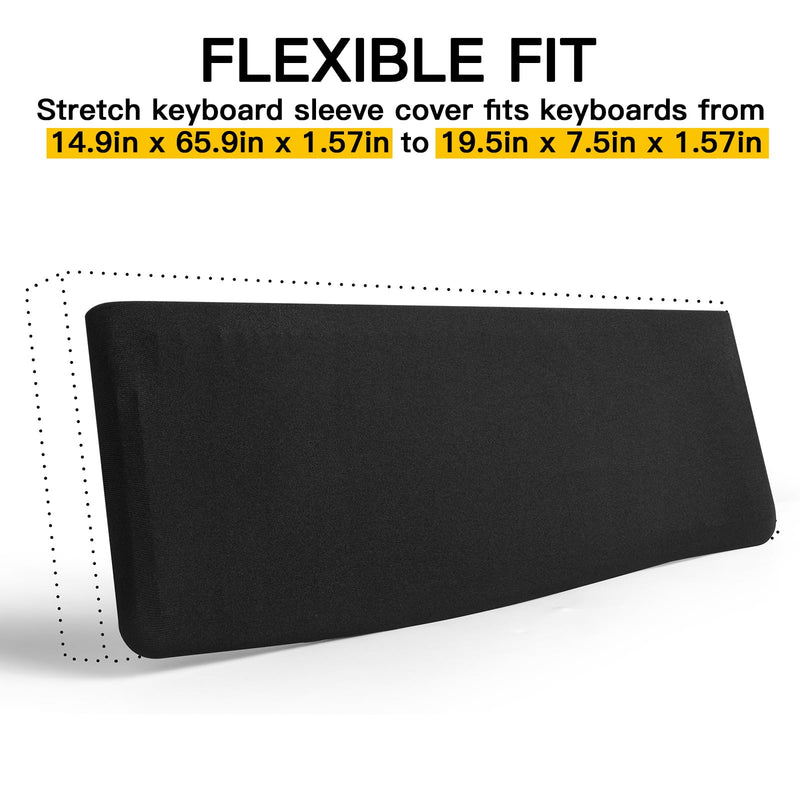 Keyboard Dust Cover, Covers Most 75% 80% 96% and Full Standard Size PC Keyboards, Stretch Fabric Anti-Dust Keyboard Sleeve Fits Keyboards from 14.9" x 5.9" up to 19.5" x 7.5", (Black, M)