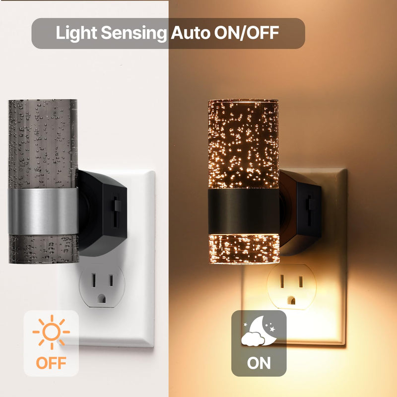 LED Dimmable Night Lights Plug into Wall, 2-Pack Bright Plug in Nightlight, Dusk-to-Dawn, Adjustable Brightness 0-100LM, Auto-On/Off Home Decor for Bedroom, Bathroom, Hallway, Kitchen, 3000K