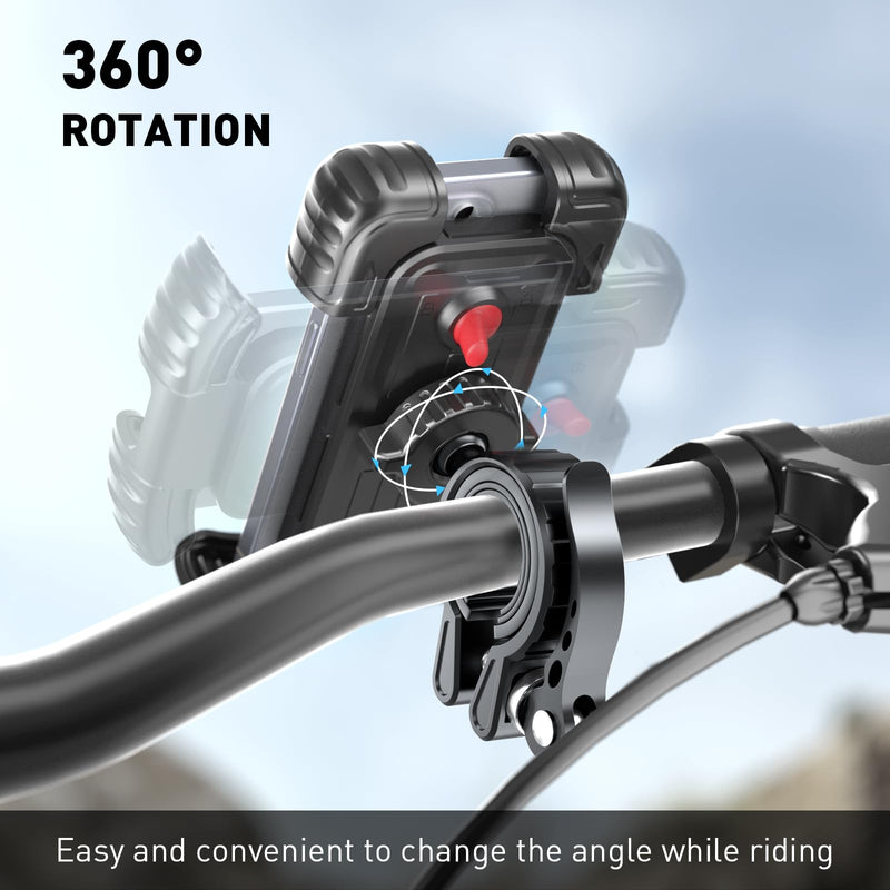 Hiboy Bike Phone Holder, 360° Rotatable Universal Motorcycle Phone Mount, Wrap Anti Shake Bicycle Scooter Handlebar Phone Clip for 5.1-6.8" Cellphone