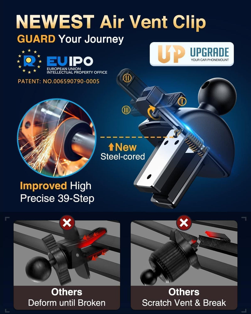 [2025 Ultimate] Car Phone Holder VANMASS【MAX Stable & Durable】Military-Grade Suction Cell Mount Truck Stand Cradle for Dashboard Windshield Vent for iPhone 16 Pro Max 15 14 13 12 Samsung S24 Android Black