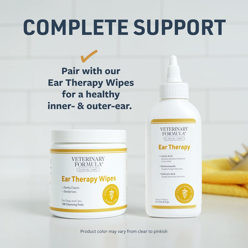 Veterinary Formula Clinical Care Ear Therapy, 4 oz. – Medicated Ear Drops to Help Relieve Bacterial and Fungal Infections in Dogs and Cats – Cleans and Deodorizes 4 ounces