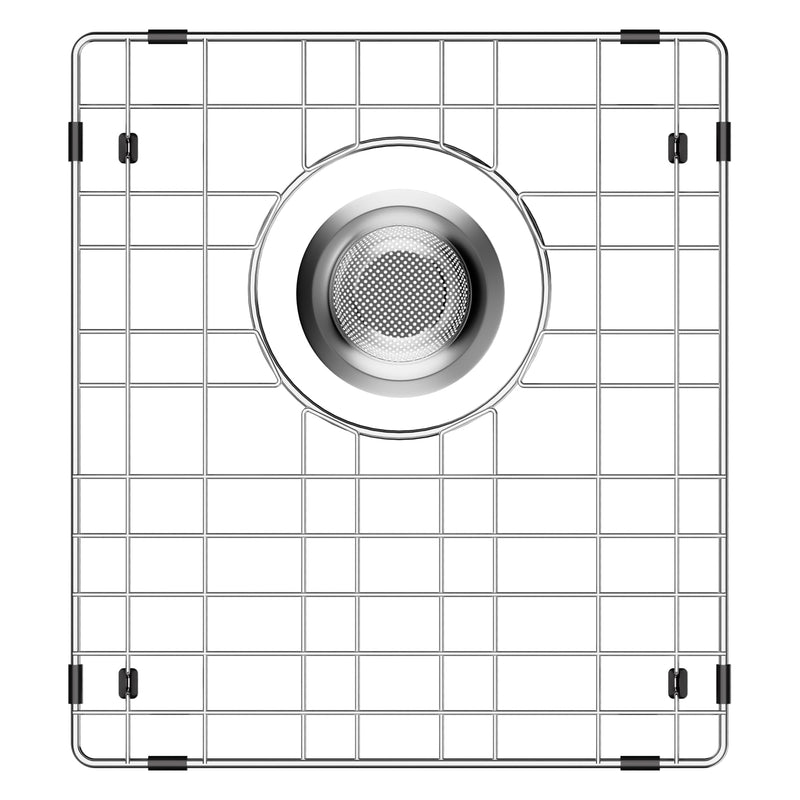 Sink Rack,13"X 15" Sink Protectors for Kitchen Sink,Stainless Steel Sink Grid for Bottom of Sink,Metal Sink Grate with Strainer,Rear Drain for Single Bowl with Corner Radius,1 pack 1