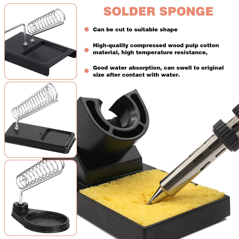 6Pcs Soldering Tip Cleaner and Soldering Iron Tip Cleaner Holder Brass Tip Cleaner Kit with 6Pcs Soldering Tip Cleaning Sponge and 2 Tin Scrapers for Cleaning Soldering Iron and Tips