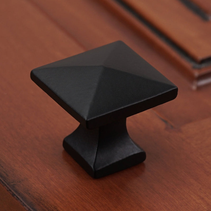 Iron Valley - 1-1/4" Modern Square Cabinet Knob - Pack of 5 - Solid Cast Iron