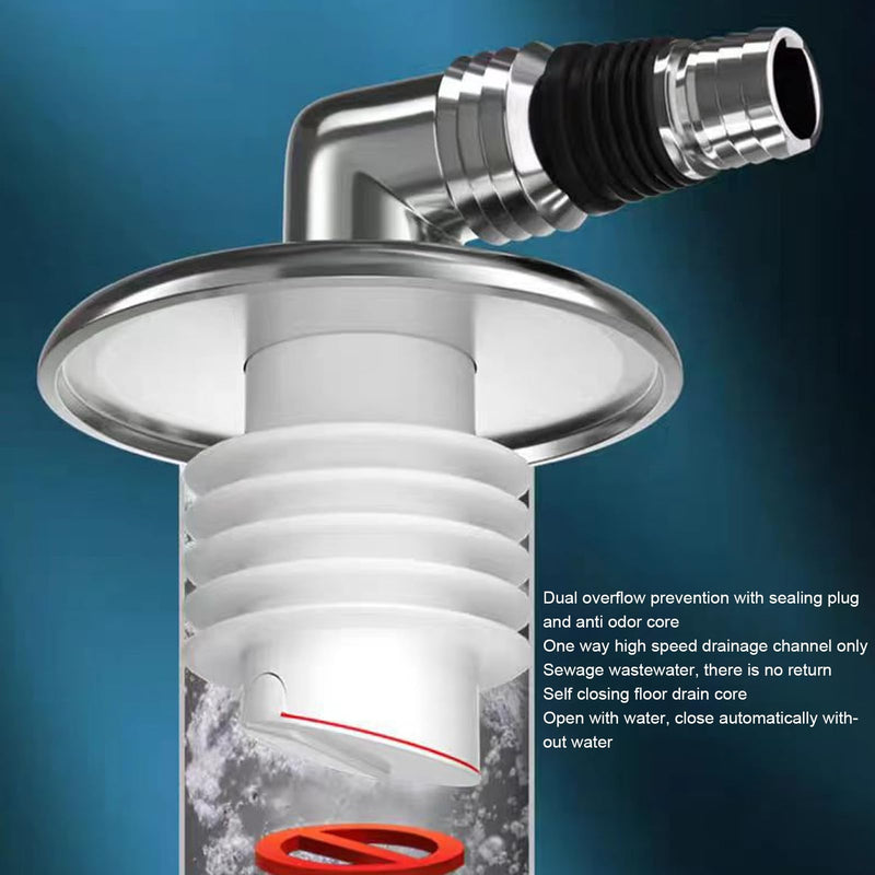 Drain Cover for Washing Machines, 3.4 Inch Shower Drain Cover with Pipe Connector, Square Disposable Drain Valve with Quick Drainage Shower Plug, Default, Modern