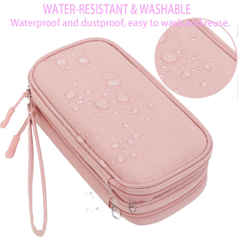 Electronic Cable Organizer Bag, Travel Electronic Accessories Carry Case Portable Waterproof Double Layers Storage Bag for Cable, Cord, Charger, Power Bank, Earphone (Light Pink, Medium) Light Pink