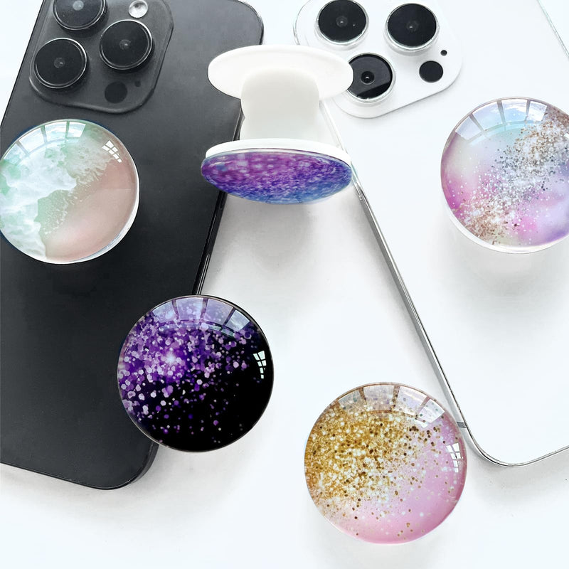 Clear Crystal Glitter Collapsible Expandiing Moblile Phone Grip Stand Holder for Smartphones and Tablets Cell Phone Accessory (Colorful Glitter) Colorful Glitter