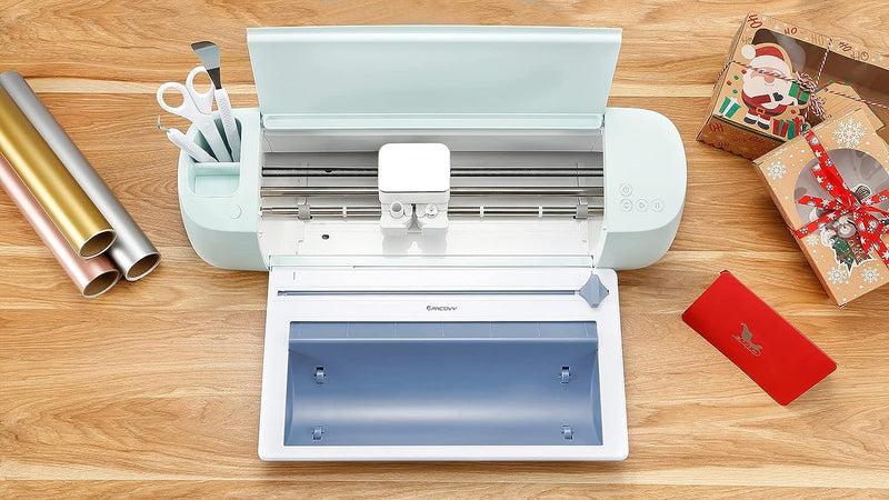 RANCOVY Vinyl Roll Holder with Trimmer for Cricut Maker 3 and Cricut Explore 3, Perfect for Clean Precise Cuts of Smart Vinyls and Heat Transfer Vinyl Iron On blue