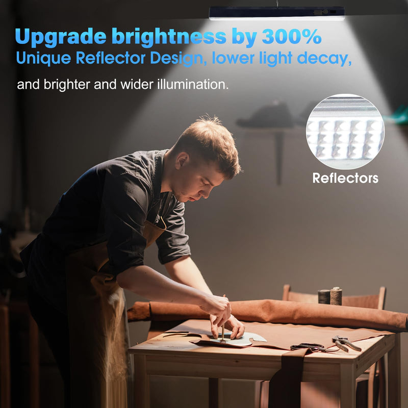 Magnetic Light BAR,15.75-inches 7500mAh 8000 Lumens Rechargeable Portable Lamp Built-in 216-LED Bulbs,with Handy Hook with 2 Magnets Endurance Blue 15.75"