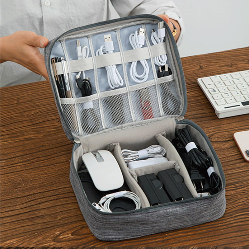 Organizer Bag Big Case Cable Electronic Devices Travel Pouch USB Charger Accessories Mouse Phone USB Cable SD Power Bank Earphone Black