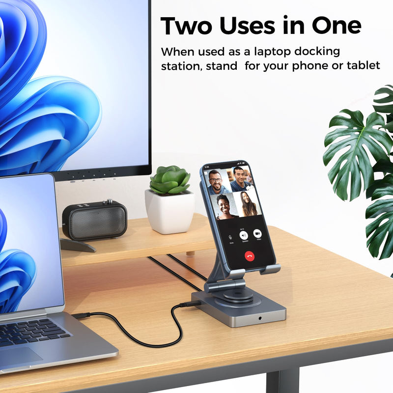 Versatile USB C Docking Station for iPad (USB-C), 11-in-1 with SD TF 4.0 Reader, 4K@60Hz HDMI, RJ45, Audio, USB A, USB c, Rotatable, Also for Tablet, Steam Deck, ROG Ally, Legion Go, with 65W Adapter With 65W Charger