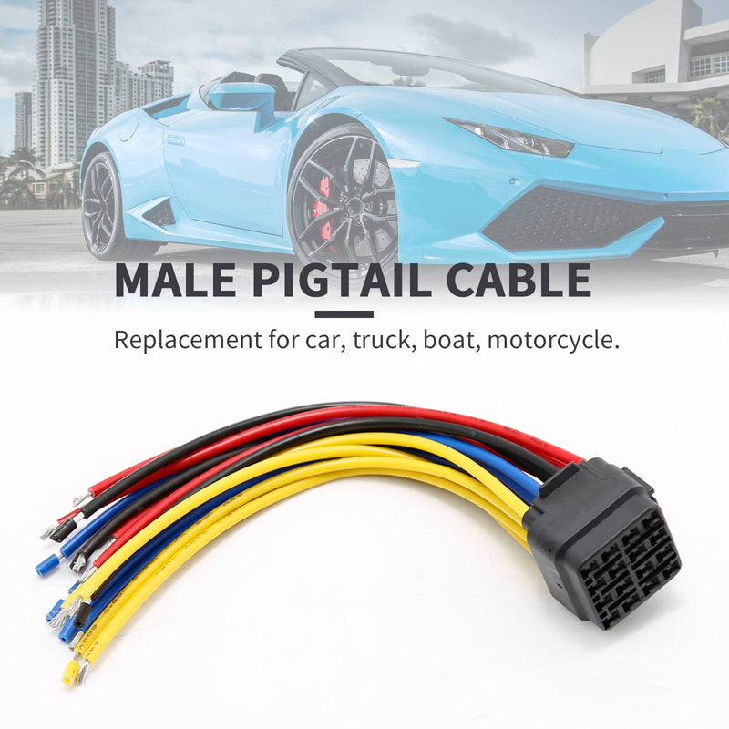 16 Pin Way Auto Waterproof Electrical Wiring Connector Plug Male and Female Replacement Pigtail Cable 6" Universal for Automotive Car