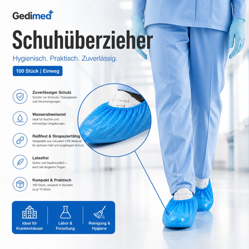 3 g CPE Shoe Covers Disposable Strong Blue CPE Overshoes Rain Cover Shoe Waterproof Latex Free Shoe Protection Shoe Cover Construction Medicine Hygiene 1/10/20 Pack