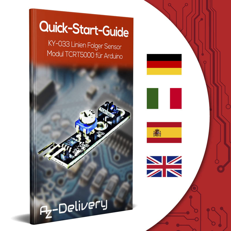 AZDelivery 3 x KY-033 Line Folger Line Tracking Sensor Module TCRT5000 Compatible with Arduino Includes E-Book