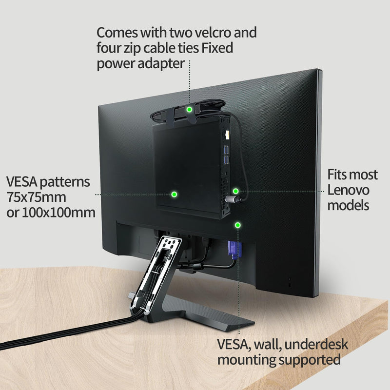 Mini PC Mount Compatible with Lenovo ThinkCentre Tiny, Wall VESA and Under Desk Mount for Lenovo ThinkCentre Tiny Desktops M600 M700 M710Q M715q M720Q M800z M900 M910Q Mini Desktop Bracket