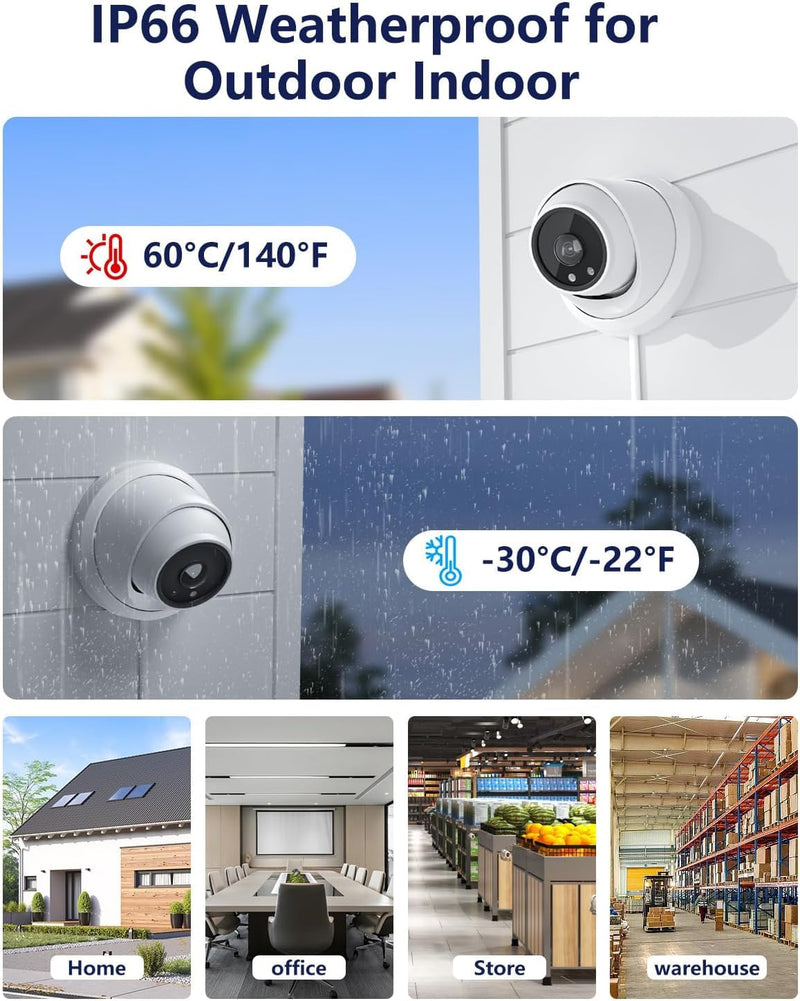 Anpviz 155° Wide Angle POE Camera with Mic/Audio, 4K (3840x2160) 8MP POE IP Camera Outdoor Indoor, 100ft Night Vision, IP66 Weatherproof Security Dome Camera, 2.1mm Lens(U Series)