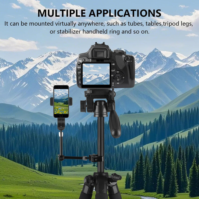 9.8" Adjustable Magic Arm with 1/4", Clamp with 1/4" and 3/8", Magic Arm Camera Mount for Photography, Video Recording, LCD Monitor, LED Lights, Microphone