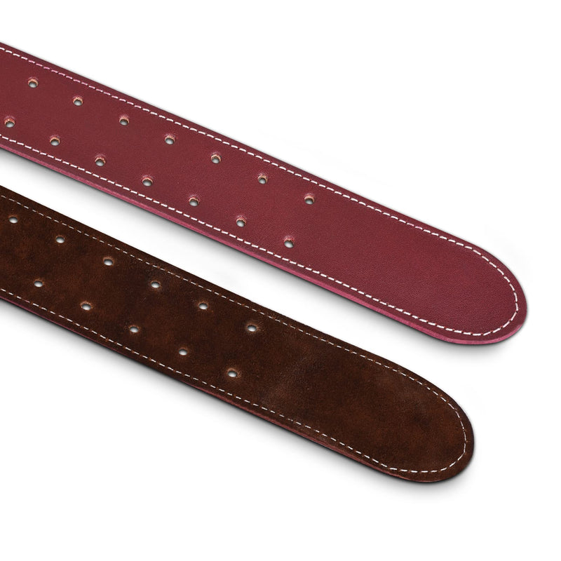 FUERI Premium Leather Work Belt | Adjustable Tools Work Belt for Suspender and Pouches with Padding Covered with Mesh for Carpenter, Electrician, Framer, Mechanic (Maroon) Maroon