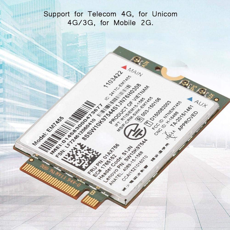 EM7455 Network Card, for ThinkPad T460 T460p T460s Wireless Network Card 4G LTE Module 300 Mbps NGFF/M2 Card for Notebook, Tablet and Ultrabook etc