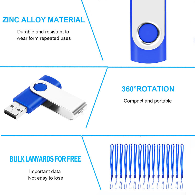 20PCS 4GB Bulk Flash Drives EASTBULL USB 2.0 Metal 4GB Flash Drive Bulk Thumb Drive Pack Swivel USB Drives Pack (Blue 20Pack) 4GB-20pack