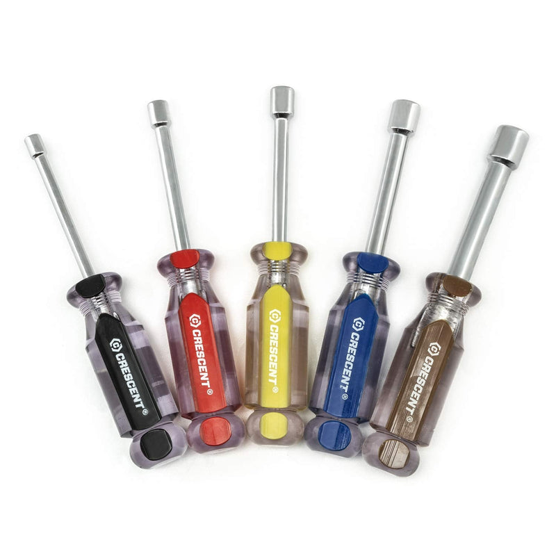 Crescent 5 Piece SAE Solid Shaft Tri-Lobe Acetate Nutdriver Set - CND5SAEN