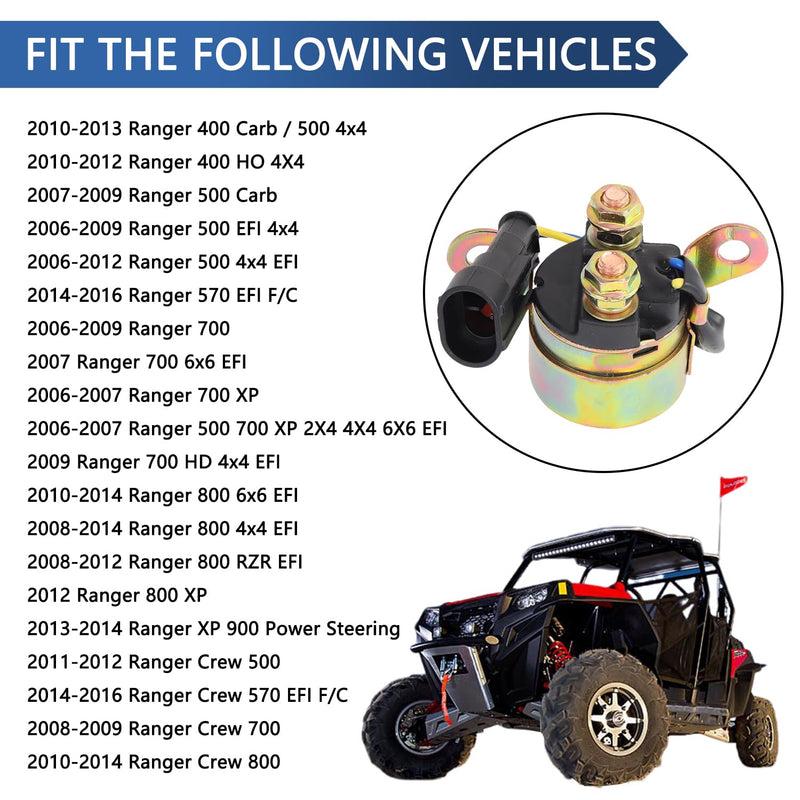Starter Solenoid Relay Compatible with Polaris Ranger 400 500 570 700 800 RZR 4 XP S 570 800 900 Sportsman 500 700 800 Trail Boss 330 Trail Blazer 330 Replaces# 4012001 4010947