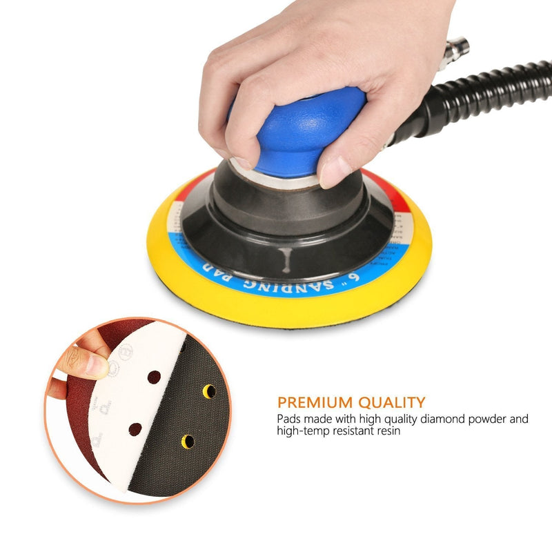 SPTA 100 pieces 150 mm 40/80/120/180/320/600/800/1000/1500/2000 sanding discs sandpaper eccentric sanders grit, with 6 holes for eccentric sanders