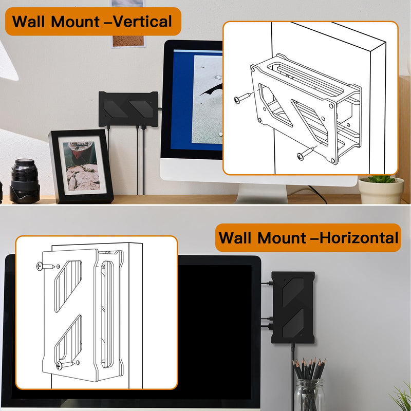 Docking Station Mounting Stand for Microsoft Surface Dock 1, Dock 2, Wall Mount and Under Desk Mount Acrylic Holder Compatible with Microsoft Surface Dock (Pd9-00003) - Black Holder Only