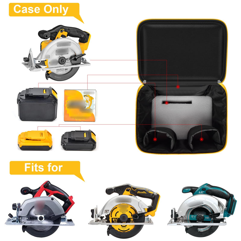 Universal Tool Bag for DEWALT 20V MAX Circular Saw DCS391B/DCS565B, for Makita XSS02Z 18V Sierra Circular - Case Only (Black) Yellow