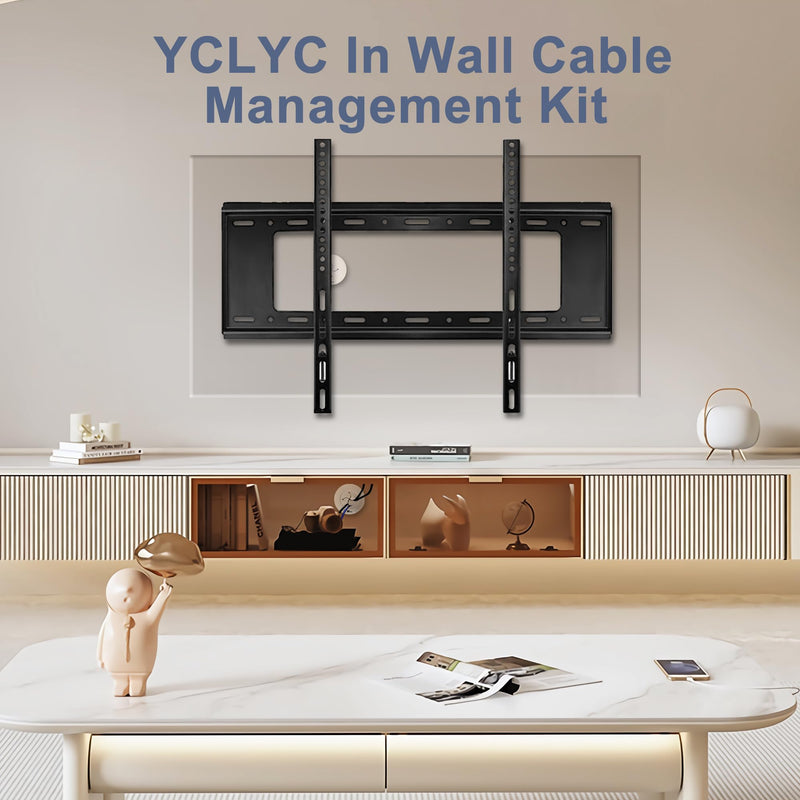 Wire Hiders for TV on Wall, 3in White in Wall Cable Management Kit, YCLYC Cable Hider Wall Grommets for Cables, Wire Hider Wall to Install includes 4 Pass Brackets and 1 Hole Saw Drill 4 Pack