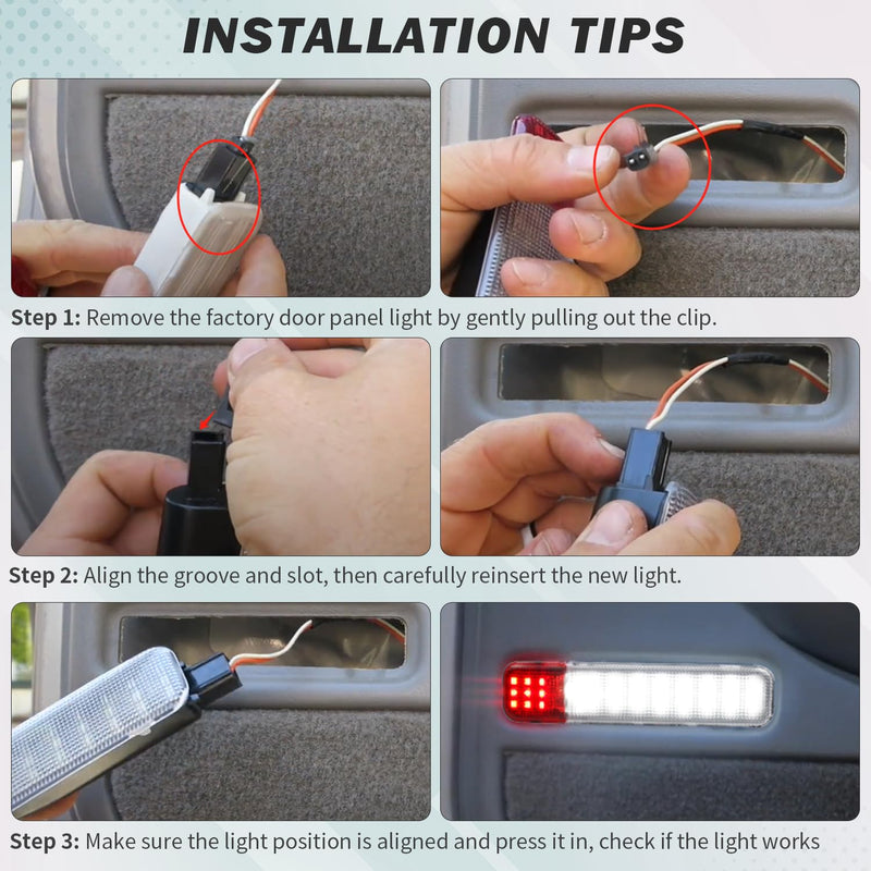 NDRUSH LED Interior Door Light Door Panel Courtesy Warning Light Lamp Assembly Compatible with 1999-2006 Silverado/Sierra 1500 2001-2006 3500 2500 HD 1999-2006 Yukon 1995-1999 C1500 C2500 C3500 red and white