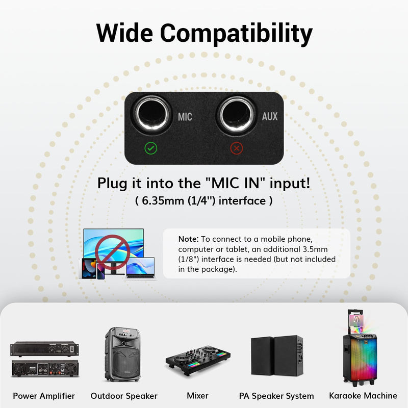 TONOR Wireless Microphones, UHF Dual Cordless Metal Dynamic Mic System with Rechargeable Receiver, for Karaoke Singing, Wedding, DJ, Party, Speech, Church, Class Use, 200ft TW630 Silver