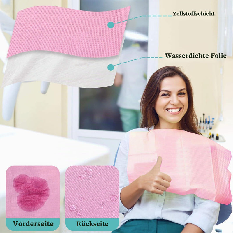 MAQIHAN Tattoo Pads Dental Bibs - Pack of 75 Disposable Waterproof Tattoo Underlay Pink Dental Bibs Manicure Supplies Tattoo Supplies Covers Tattoo Table Clean Mat Pad