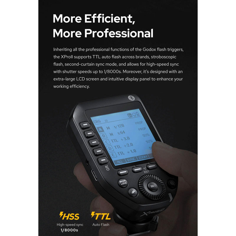 Godox XProII Fuji XProII-F XProIIF TTL 2.4G Wireless Flash Trigger for Fujifilm Cameras, HSS 1/8000s, Godox APP Control, New Hotshoe Locking, Modeling Light, Zoom Setting Control (Xpro-F Version 2)