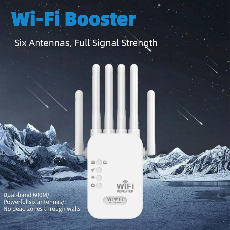 WiFi Extender, WiFi Extender Signal Booster Dual-Band(5.8G&2.4G) Wireless Repeater Coverage to 12880 sq. ft & 105 Devices, 1-Tap Setup, Supports Ethernet Port, Faster Speed white