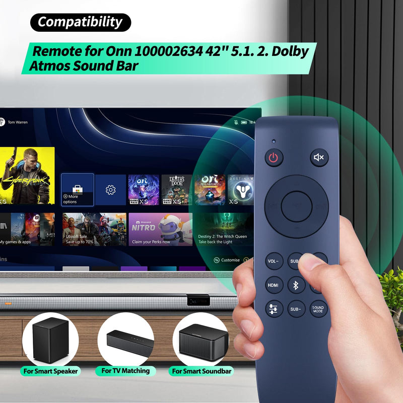 New Replace Soundbar Remote Control for Onn 100002634 42" 5.1. 2. Dolby Atmos Sound Bar