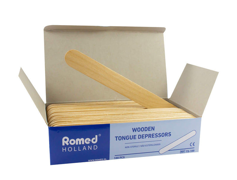 Romed wooden spatulas made of wood (1 x 100 pieces) 100 pieces (pack of 1)