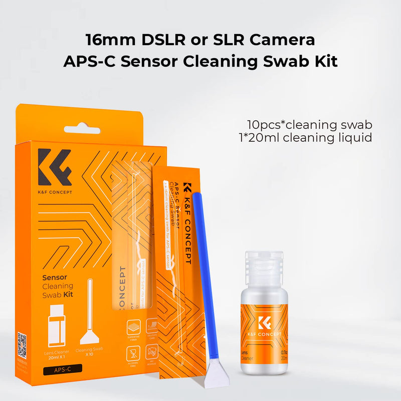 K&F Concept 24mm Full Frame Sensor Cleaning Swab*10 + 20ml Sensor Cleaner, DSLR SLR Digital Camera CMOS and CCD Sensor Cleaning Swab Kits for Nikon Sony Canon Camera Clean 10 Pack Sensor Swabs